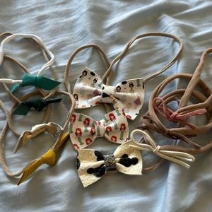 Set of 10 Leather Infant Stretchy Headband Bows